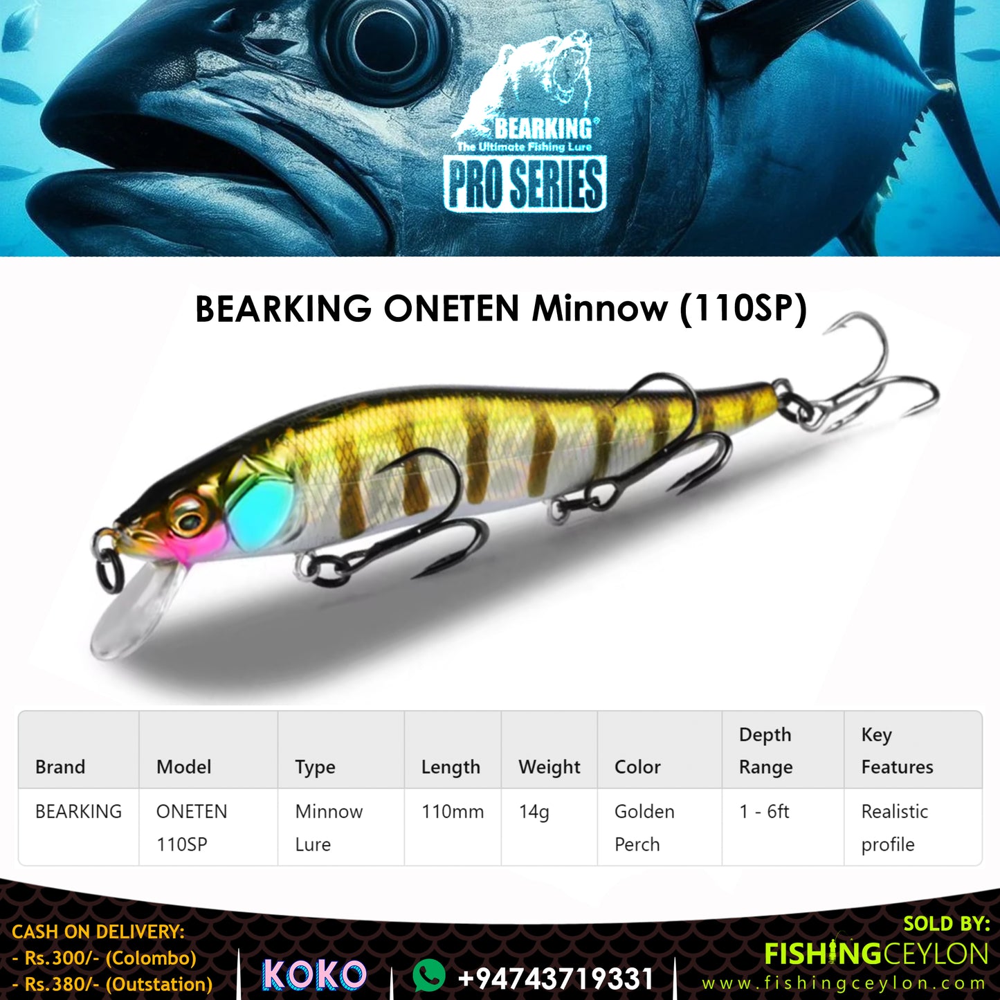 BEARKING ONETEN Minnow (110SP)