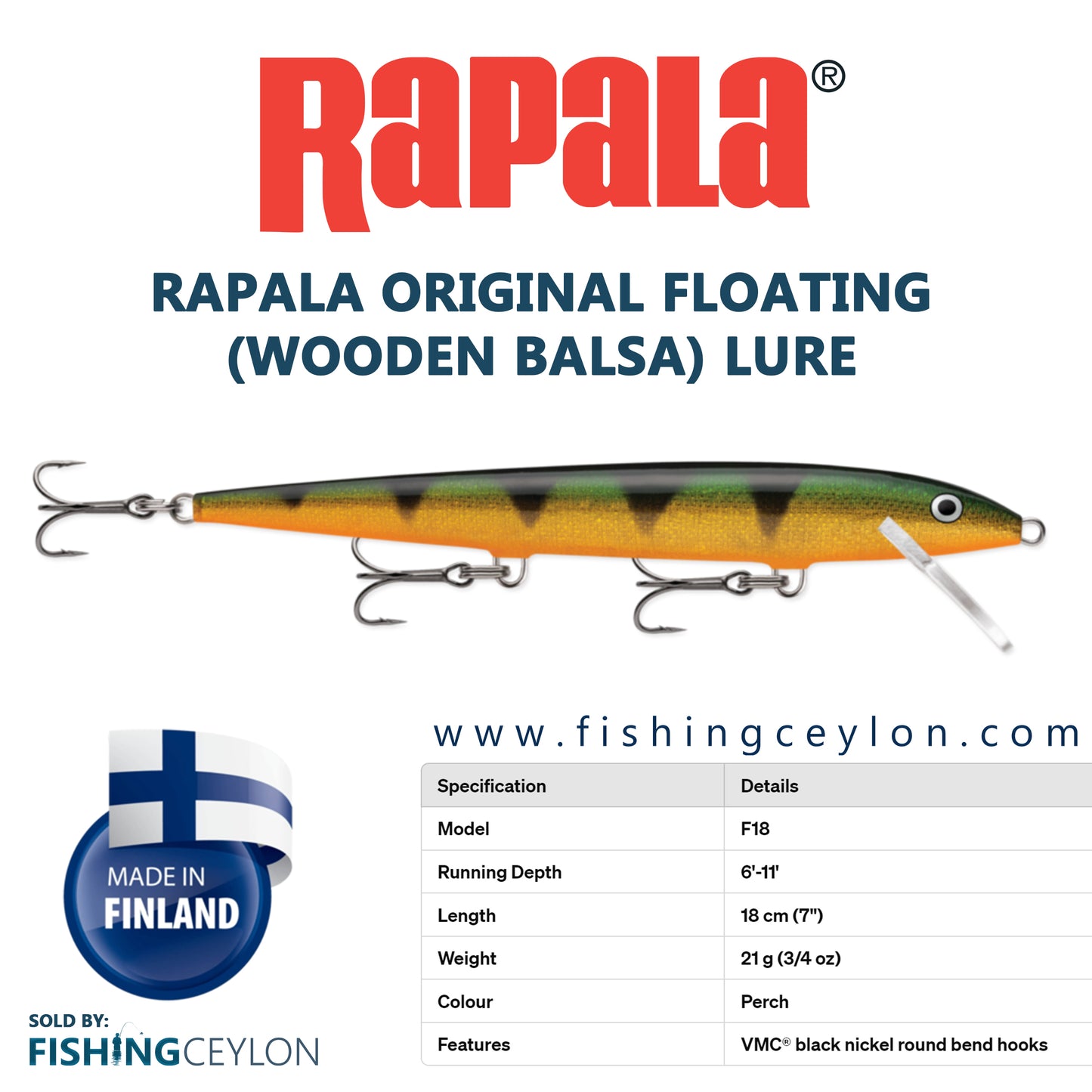 Rapala Original Floating (Wooden Balsa) Lure - (Finland/Estonia)