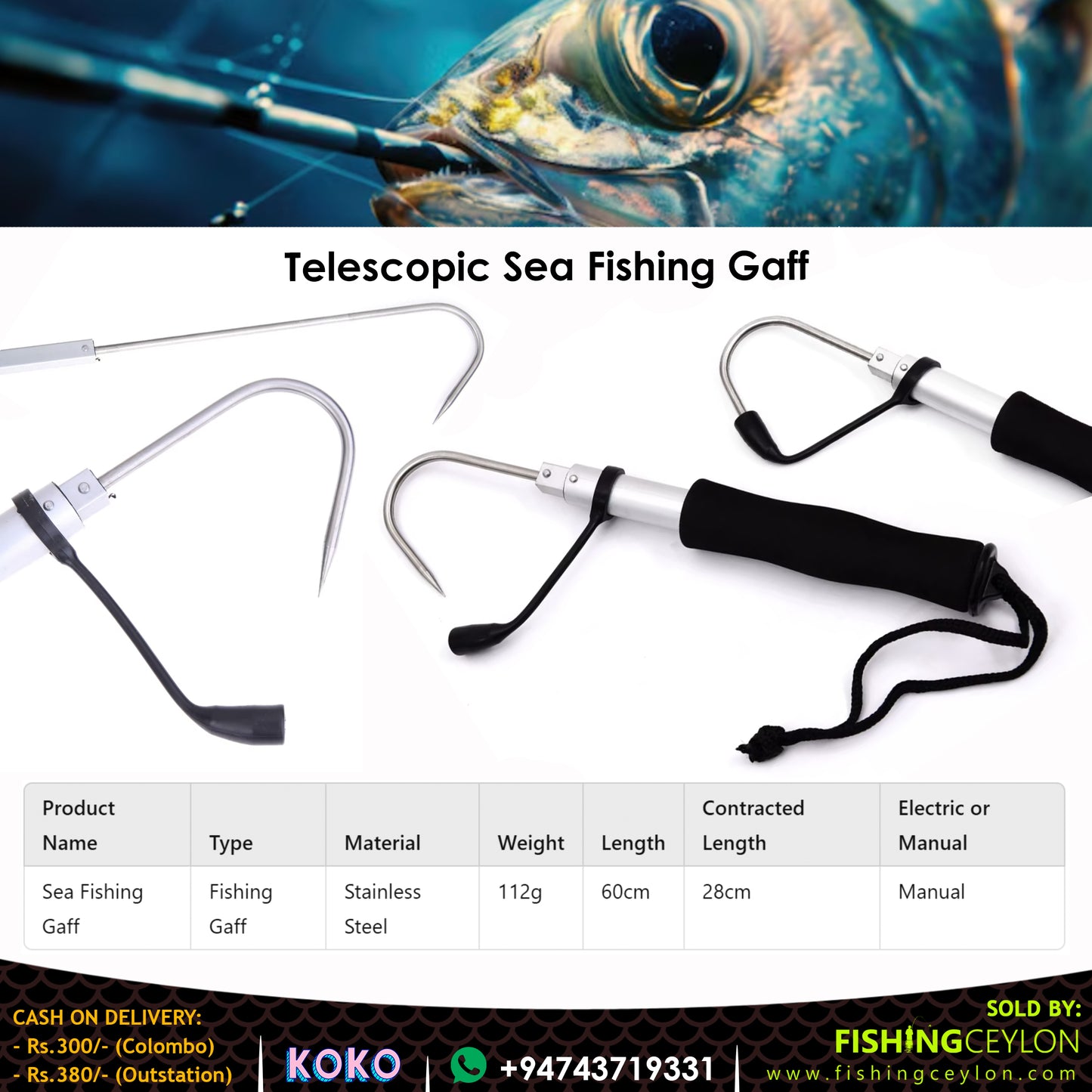 Telescopic Sea Fishing Gaff