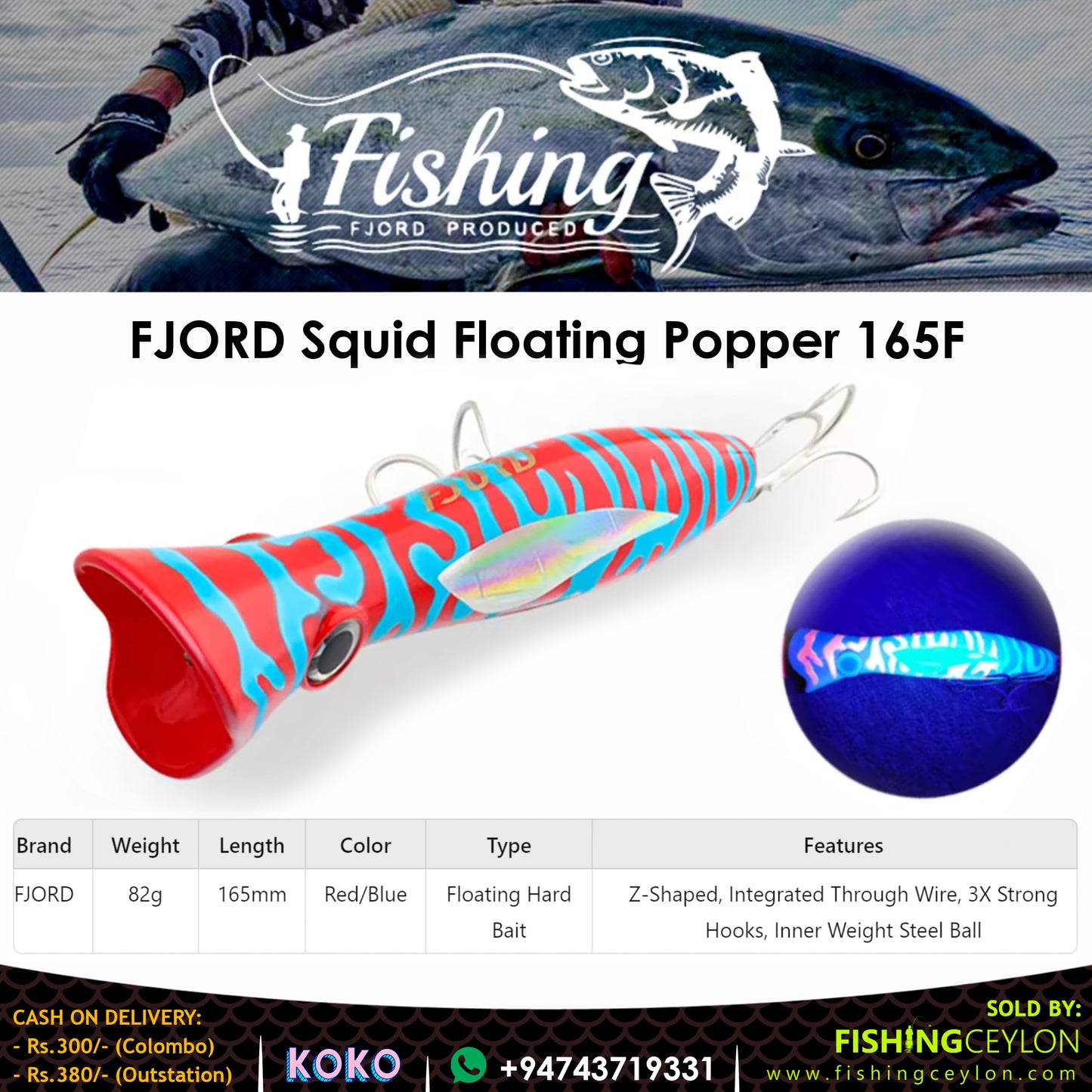 FJORD Squid Floating Popper 165F