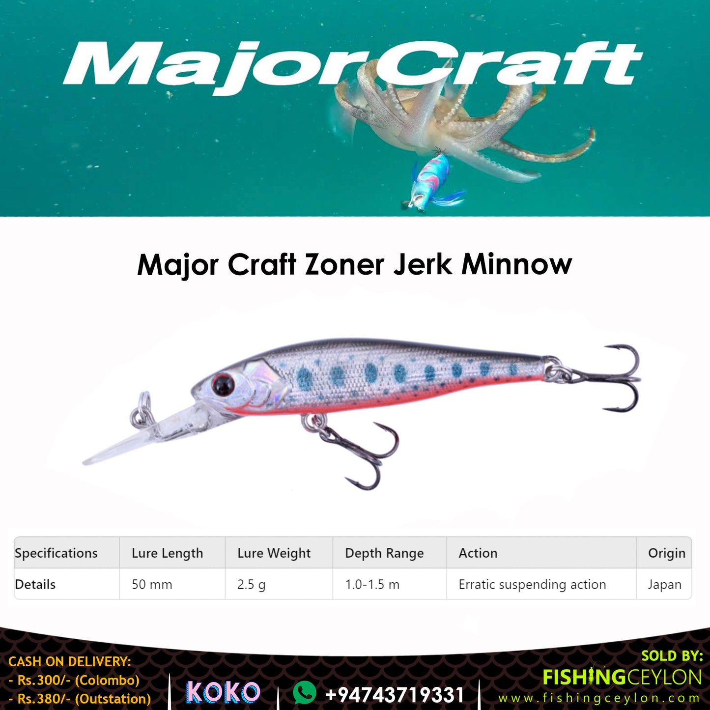 Major Craft Zoner Jerk Minnow